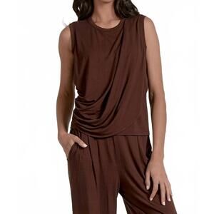 NEW ELAN draped tank in cocoa brown